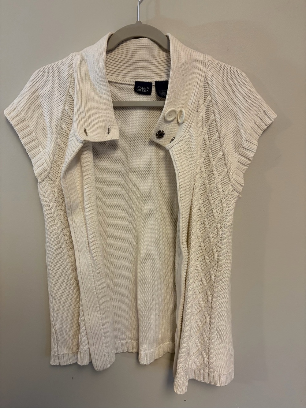 Falls Creek Cream Cable-Panel Short Sleeve Cardigan